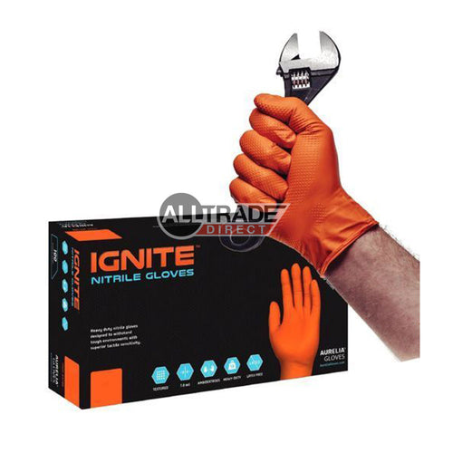 Aurelia Ignite Orange Nitrile Powder Free Disposable Gloves - Large & Extra Large