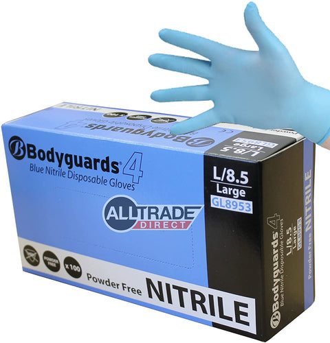 Bodyguards Blue Nitrile Powder Free Disposable Gloves GL8953 - Large